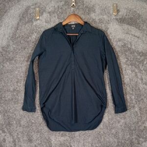 AYR Navy Cotton Half Button Down Tunic Office Minimilist  Womens  Small